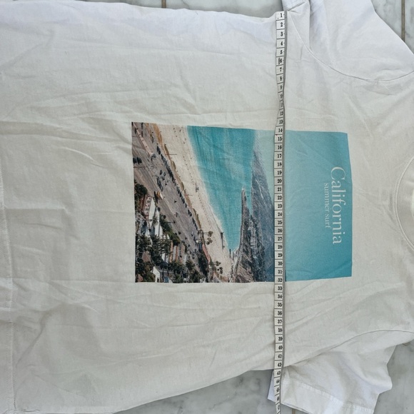 H&M White California Print Short Sleeve Tee - Picture 4 of 6